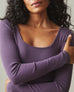 Women's Luxe Rib Square Neck Long Sleeve - Vintage Violet